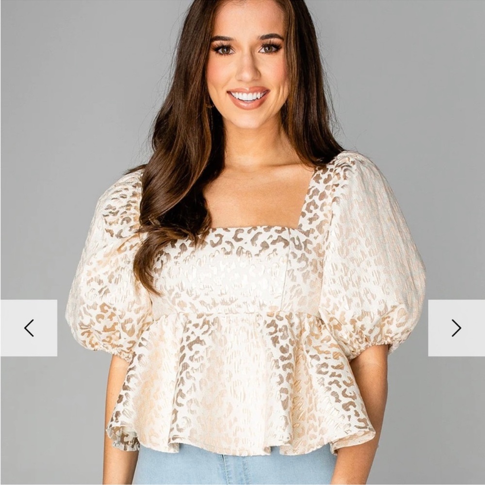 Alana Puff Sleeve Peplum Top- Goldie
